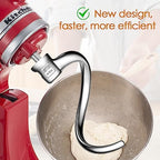 Stainless Steel Spiral Dough Hook Replacement for KitchenAid 4.5-5 Qt. Tilt-Head Stand Mixers.Accessories Compatible for Kitchen Aid K45, K45SS, KN15E1X, KSM75, KSM85PS, KSM88PSQ, KSM90 etc.