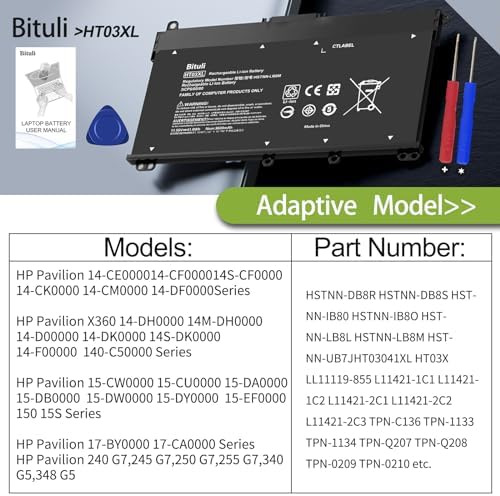 HT03XL,L11119-855 Laptop Replacement Battery for HP Pavilion 14-CE 14-CF 14-DF 15-CS 15-DA 15-DB 15-DW 17-by 17-CA Series 15-CS0053CL 15-DW0033