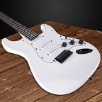 LyxPro 39 inch Electric Guitar Kit Bundle with 20w Amplifier, All Accessories, Digital Clip On Tuner, Six Strings, Two Picks, Tremolo Bar, Shoulder Strap, Case Bag Starter kit Full Size - White