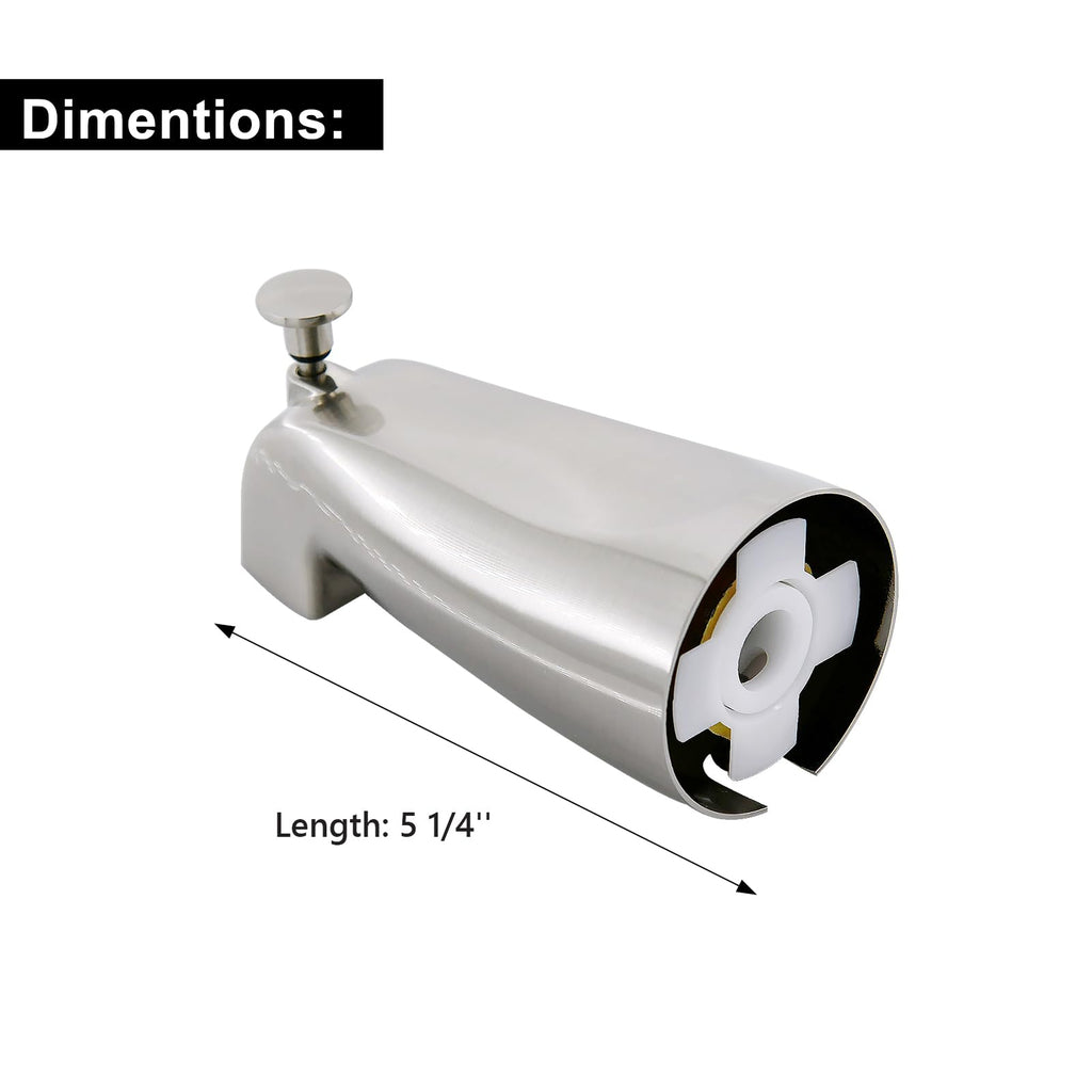 Slip Fit Tub Spout with Pull-Up Diverter for 1/2 inch Copper Tube, Brushed Nickel