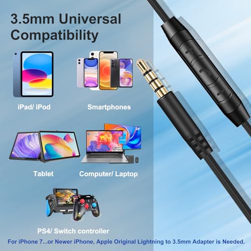 Replacement Audio Cable for Sony Headphones 3.5mm Wire Aux Cord Compatible with Sony WH-1000XM3 WH-1000XM4 WH-1000XM5 WH-CH720N WH-CH710N WH-XB910N MDR-1AM2 MDR-1000X with In-line Mic & Volume Control