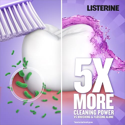 Listerine Total Care Anticavity Fluoride Mouthwash, Kills 99.9% of Germs That Cause Bad Breath and Prevents Cavities, Fresh Mint Flavor, 1L (Pack of 2)