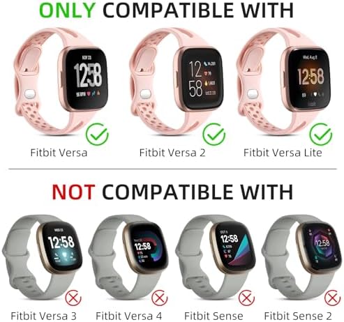 Odbeai Soft Silicone Replacement Wristbands, Slim Sport Breathable for Versa Watch Bands Compatible with Fitbit Versa 2, Versa Lite/SE, for Women Men, 4Packs