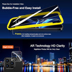 QHOHQ for iPhone 16 Pro Privacy Screen Protector + Camera Lens Protector, [Military Grade Shatterproof], Top 9H+ Anti Spy Glass, Full Edge Coverage, Ultra Durable, with Installation Tool [3+3 Pack]