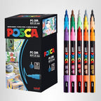 posca Paint Markers, 3M Fine Point Acrylic Paint Pens with Reversible Tips, Art Supplies For Gifts, Decorations, Fabric, Metal, Glass, Wood and Canvas, Set of 24