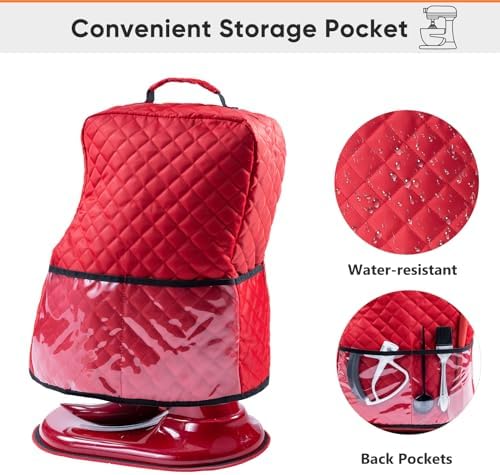 BAGSPRITE Stand Mixer Cover with Appliance Sliders Compatible with KitchenAid Mixer 4.5/5 Quart with Pockets for Kitchen Aid Accessories and Attachments