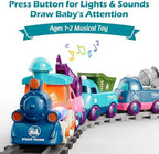 Train Set for Toddlers, Magnetic Train Toys for Toddlers 3+ Electric Train Set with Train Tracks Accessories Battery Operated, 4pcs Trucks Toy Train for Boys and Girls