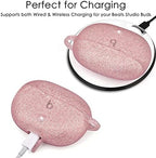 VISOOM Compatible with Beats Studio Buds 2021 Case, Silicone Soft Carrying Cases Protective Wireless Charging Cover Skin with Beats Studio Earbuds Accessories Keychain for Women&Girls