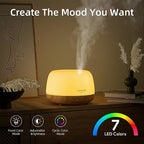 ASAKUKI Essential Oil Diffuser, Ultrasonic Aromatherapy Oil Humidifier with 7 Colors Lights 2 Mist Mode for Home