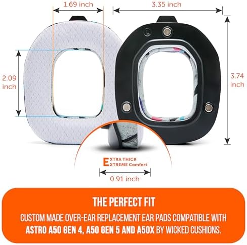 WC Freeze A50 - Cooling Gel Replacement Earpads for Astro A50 Gen 4, Gen 5 and A50X Only, Made by Wicked Cushions, Improved Durability, Thickness and Sound Isolation | 90's White