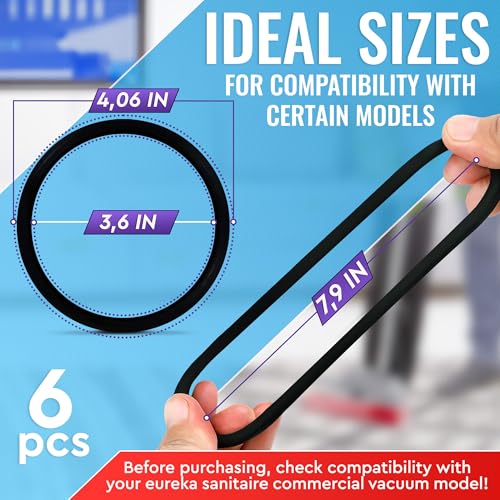 6Pcs Sanitaire Vacuum Belts - Commercial Vacuum Cleaner Belts Sanitaire Commercial Vacuum Belt Sanitaire Sc679 Belt Replacement Belt for Commercial Vacuums - Black Belt Vacuum Cleaner Belt Rubber Belt