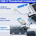 Surface Laptop 7 USB Hub Docking Station, Surface Laptop 2024 Accessories with 4K HDMI, USB-C Thunerbolt 4 (8K Display+40G Data+100W Charging), 2 USB 3.0, USB-C, SD/TF, hub for Surface Laptop 7 (2024)