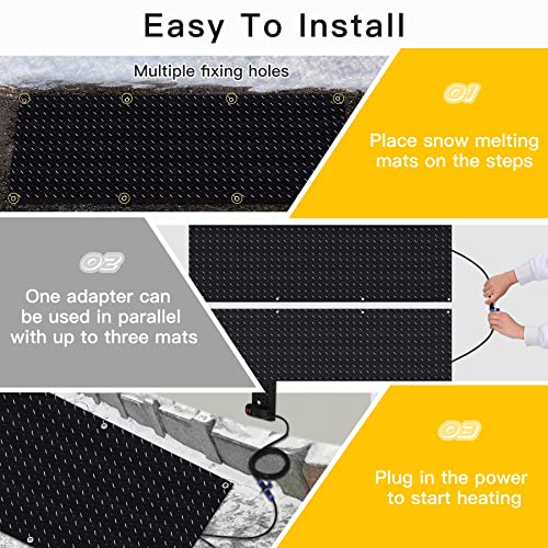 Juilsioa 5ft x 20in Snow Melting Mats, Anti-Slip Heated Outdoor Mat with Power Cord, Ideal for Snowy Paths to Hot Tubs