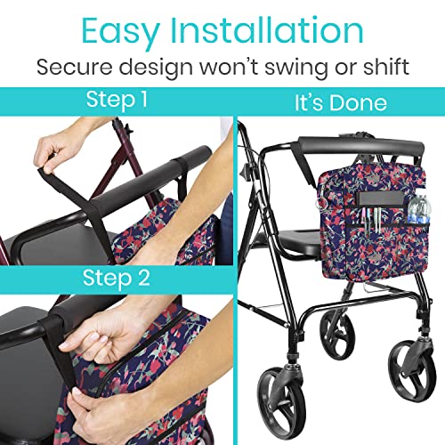 Vive Rollator Bag - Universal Travel Tote for Carrying Accessories on Wheelchair, Rolling Walkers, Transport Chairs, Mobility Scooters - Lightweight Handicap Medical Mobility Aid - for Women, Seniors
