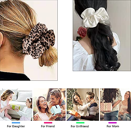 Scrunchies Hair Ties for Women Big Silk Satin Scrunchie Large Oversized Ligas Para el Cabello De Mujer Decorations Cute Jumbo Coth Ponytail Hair Scrunchy Giant Purple Hair Accessories Gift for Girls