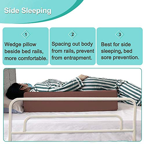 Bed Rails Foam Wedge for Elderly Adults Bed Rail Padding Railings Seniors Assist Side Rails Safety Guard Hospital Medical Bumpers Cushion Covers Pads for Disabled 7" X 11.2" X 34"