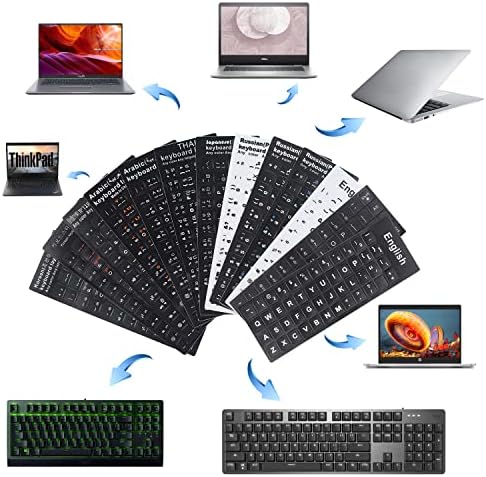 2 Pack Universal Korean Keyboard Stickers, Black Background with White Lettering for Computer Laptop Notebook Desktop, Replacement Computer Keyboard Stickers (Korean)