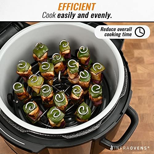 INFRAOVENS Pressure Cooker Accessories Rack For Ninja Foodi 6.5-Quart OL500, OL501, OS301 10-in-1 Air Fryer, Set with Silicone Heat Resistant Liner, Skewer Stand for Kabobs for FD302, OS300, OP302