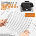 INFRAOVENS Air Fryer Rack Accessories for Ninja Foodi Grill AG301 5-in-1 4 qt, Basket Cover Liner, Cooking Guides Cheat Sheets, Airfryer Accessory Set, Heat Resistant Mat and Stainless Steel Rack