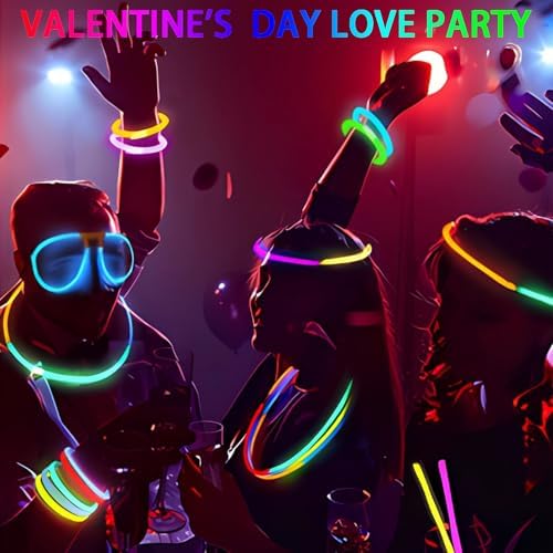 BUDI 467Pcs Glow Sticks Party Favors for Kids Adults 200 GlowStick Bulk 8 Colors 8 Inch & 267 Connectors for Glow in the dark Necklace Bracelets Glasses Party Supplies Light Up Toys Neon Accessories