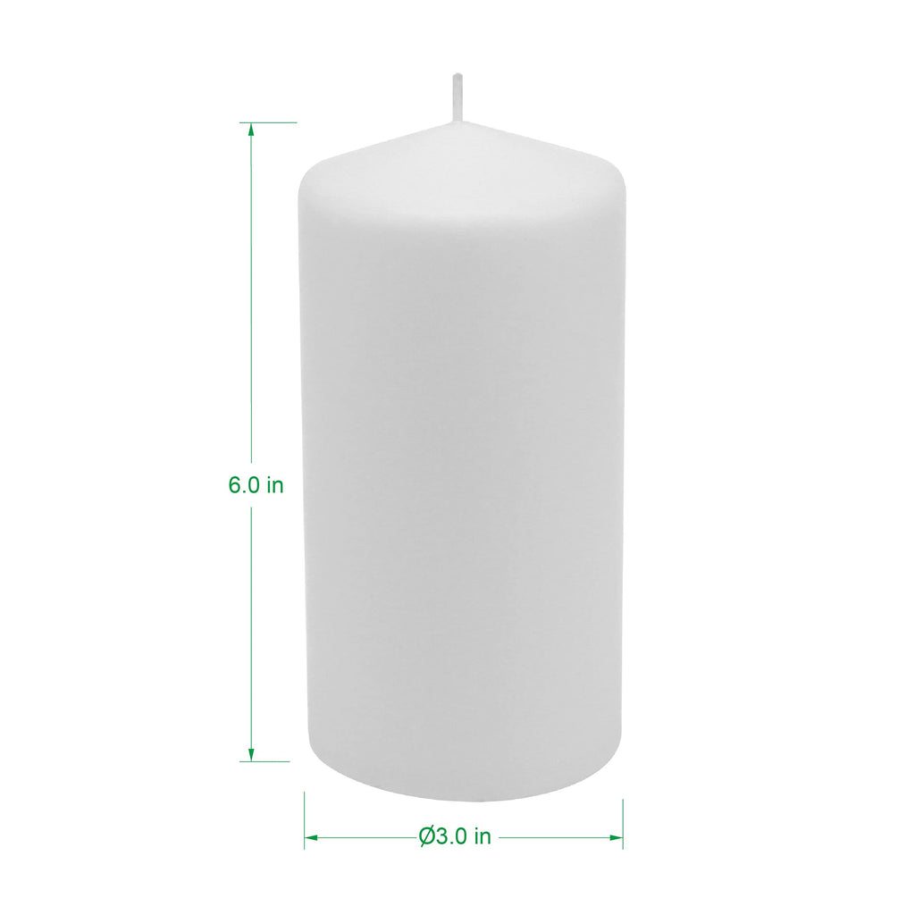 Stonebriar 6 Count Tall 3 x 6 Inch 65 Hour Long Burning Unscented White Wax Pillar Candles