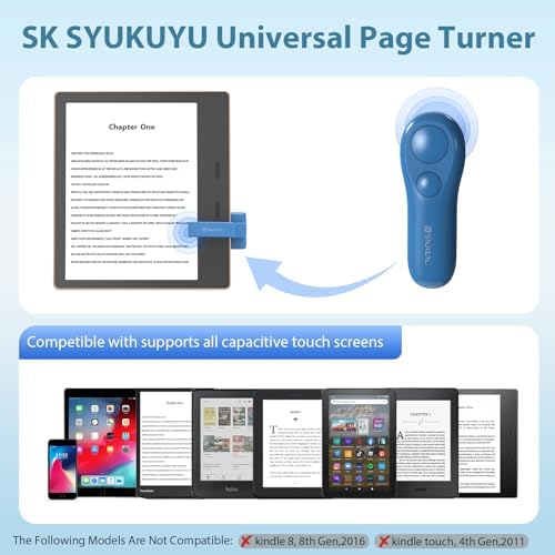 SK SYUKUYU Page Turner for Kindle Paperwhite Oasis Kobo eReaders Accessories, RF Remote Control Page Turner Clicker for ipad Tablets Reading Novels Comics, Remote Camera and Video Button(Blue)