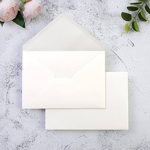 PONATIA 50 PCS/Pack A7 Envelopes, 5.25 x 7.5'' Shiny Ivory Envelopes, Perfect 5x7 Envelopes for Wedding Invitation Cards, Christmas Gift Cards Envelopes, Acrylic Invitations, Photos