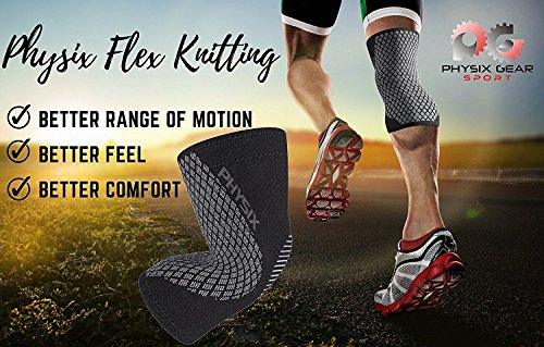 PHYSIX GEAR Knee Support Brace - Premium Recovery & Compression Sleeve for Meniscus Tear, ACL, MCL Running & Arthritis - Best Neoprene Stabilizer Wrap for Crossfit, Squats & Workouts -Single Grey XL