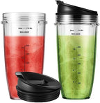2-Pack 24oz Ninja Blender Cups with Sip & Seal Lid Blender Replacement Parts Compatible with Nutri Ninja Auto IQ Series Blenders BL450 BL454 BL456 BL480 BL481 BL482 BL490 BL640 BL642 BL682