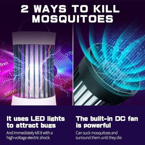AICase 2pcs Portable USB Electronic Rechargeable Mosquito Killer Lamp/Bug Zapper for Summer Trip,Outdoor Camping,Patio,Home and Garden,Mosquito Trap Indoor,Moth Trap/Bug Killer/Mosquito Killer Light