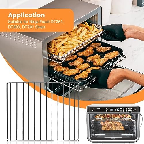 Air Fryer Wire Rack for Ninja Foodi 10 in 1 DT201 DT251 Digital Convection Toaster Oven, 14.5''*11.6'' Stainless Steel Air Fryer Accessories Roasting Steamer Grill Racks Baking Tray Rack