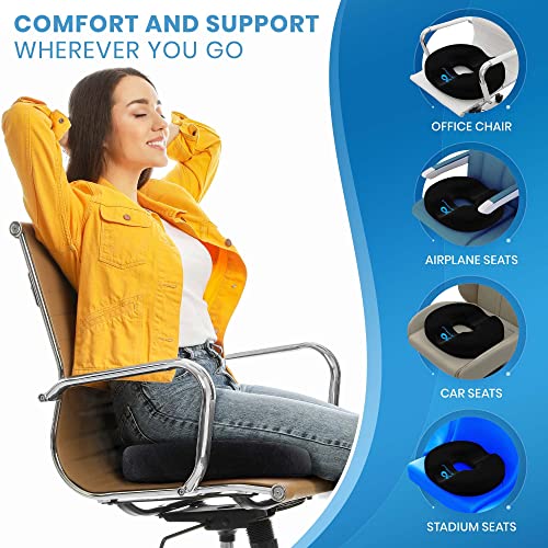 Everlasting Comfort ® Versatile Donut Pillow for Hemorrhoids, Tailbone Pain Relief - FSA HSA Approved Transformable 2-in-1 Hemorrhoid Cushion + Seat Cushion for Everyday Sitting Comfort at Work, Home