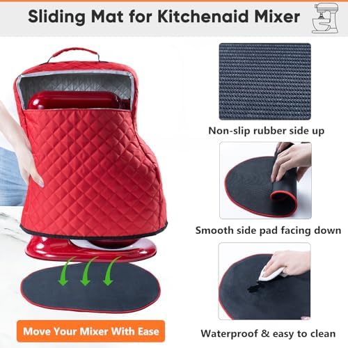 BAGSPRITE Stand Mixer Cover with Appliance Sliders Compatible with KitchenAid Mixer 4.5/5 Quart with Pockets for Kitchen Aid Accessories and Attachments