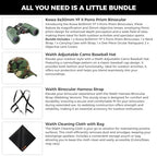 Kowa 8x30 YF II Porro Prism Lightweight Binoculars for Bird Watching, Hiking with Waith Adjustable Baseball Hat (Camo),Waith Binocular Harness Strap and Waith Microfiber Cleaning Cloth (Bundle Kit)