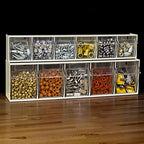Akro-Mils 06706 TiltView Horizontal Plastic Organizer Storage System Cabinet with 6 Tilt Out Bins, (23-5/8-Inch Wide x 4-1/2-Inch High x 3-3/4-Inch Deep), Stone