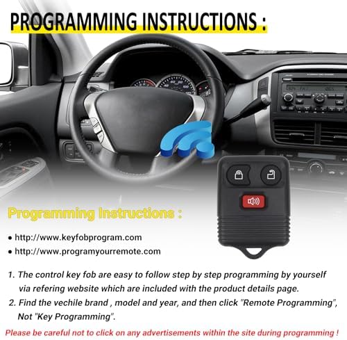 Keyless Entry Remote Key Fob Compatible with Ford F150 F250 F350 Escape Expedition Explorer Ranger, Lincoln, Mercury, Mazda and More, Replacement for CWTWB1U331 CWTWB1U345, 3 Button (Pack of 2)