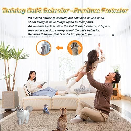 20pack Cat Scratch Deterrent Tape, Cat Scratch Furniture Protector, Clear Double Sided Anti Scratching Sticky Tape Couch Protector for Cats Training Tape, Cat Repellent for Furniture