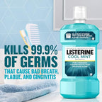 Listerine Cool Mint Antiseptic Mouthwash, Daily Oral Rinse Kills 99% of Germs That Cause Bad Breath, Plaque and Gingivitis for a Fresher, Cleaner Mouth, Cool Mint Flavor, 1.0 L, Pack of 2