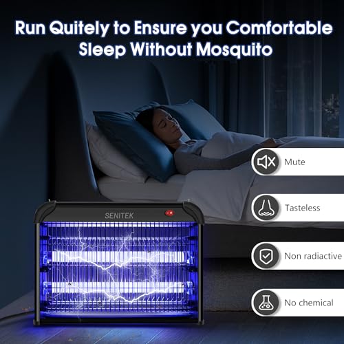 Mosquito Zapper, Electric Bug Zapper Indoor, Powerful Fly Insect Killer Repellent Lamp Outdoor Patio, Home Pest Control Bug Catcher Eliminator for Gnat Fruit Fly Moth w/Replacement Bulb (Black)