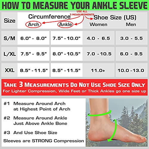 TechWare Pro Ankle Brace Compression Sleeve - Relieves Achilles Tendonitis, Joint Pain. Plantar Fasciitis Foot Sock with Arch Support Reduces Swelling & Heel Spur Pain. (Black/Pink, L/XL)