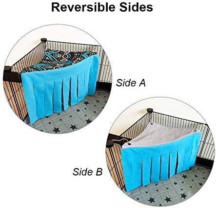 RIOUSSI Guinea Pig Hideout Hideaway Corner Fleece Toys Cage Accessories with Reversible Sides, Geo/Gray+Blue, 2 Pack