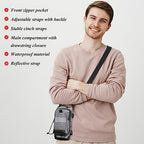 Crutch Bag Lightweight Crutch Accessories Storage Pouch with Reflective Strap and Front Zipper Pocket for Universal Crutch Bag to Keep Item Safety (Light Gray)
