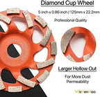 Dust Shroud for Angle Grinder 4.5-5 inch + 2 PCS Diamond Grinding Cup Wheel 5 inch + Replacement Brush, Universal Surface Grinding Shroud with Grinding Wheel Kit for Various Surfaces