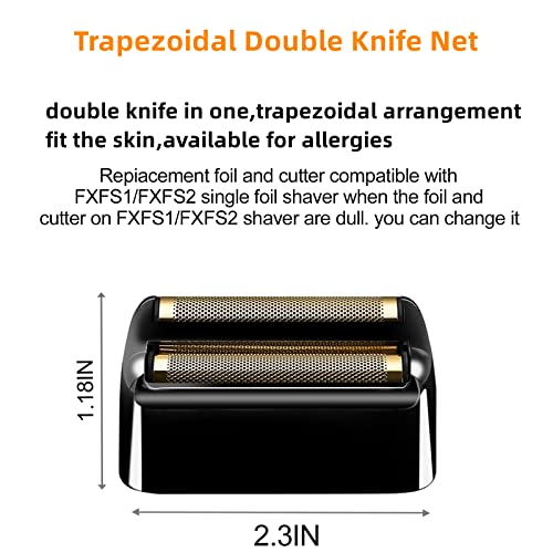 2 Pack Shaver Replacement Foil and Cutters Compatible with BaBylissPRO Double FXFS2 Metal Shaver foil Replacement,Black