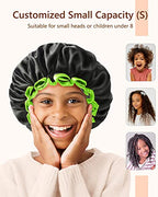 mikimini Black Shower Caps for Small Child 2 Packs, Double Layers Waterproof Bathing Hair Cap with Reusable Soft Comfortable PEVA Lining, Cute, non-fading & Stretchy Shower Hat