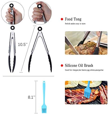 SIK Air Fryer Accessories 5PCS for GoWISE COSORI Philips Ninja Air Fryer, Fit 3.2- 5.8QT Deep Hot Air Fryer with Skewer Rack，Metal Holder, Toast Rack, Oil Brush, Food Tong, Dishwasher Safe BPA Free