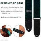 Amumu Flocked Velvet Guitar Strap - Guitar Accessories - Fits Acoustic Guitar Strap, Bass strap, Electric Guitar Strap, Green