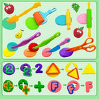 Playdough Tools 55 PCS Play Dough Tools Set for Kids, Play Dough Accessories Plastic Playdough Alphabet Numbers Shapes Cutters,Playdough Rollers,Dough Scissors