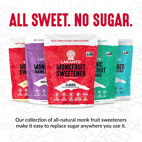 Lakanto Monk Fruit Sweetener With Erythritol, White Sugar Substitute From Monk Fruit Extract, Classic White Sugar Replacement for Baking, Coffee & Tea, Gluten Free, Low Carb, Non GMO, Keto, 1.76 LB Bag