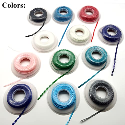 SNAWOP Dental Orthodontic Power Chain Multicolor Spool Elastic Rubber Bands for Teeth Braces (Closed, Dark Blue)
